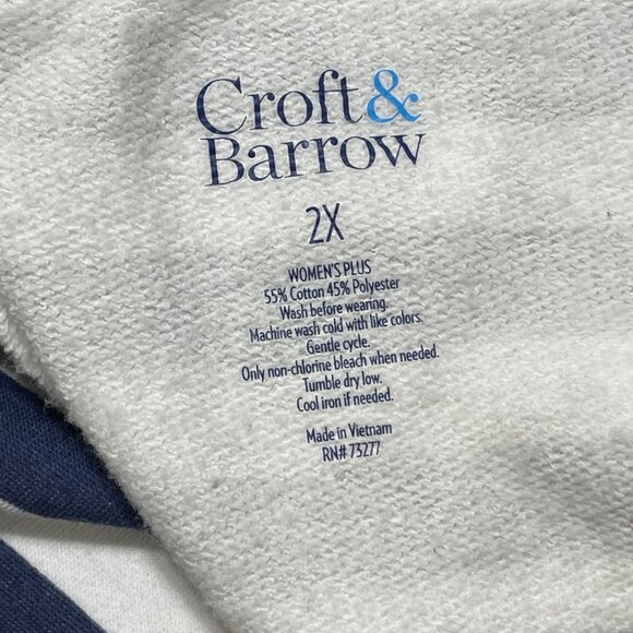 Croft & Barrow Navy White Stripe Top Pullover Lace-Up Size 2X - Picture 4 of 4